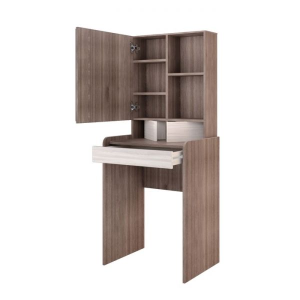 Стол туалетный «Николь», 580 ? 450 ? 1458 мм, зеркало, цвет ясень шимо светлый / тёмный