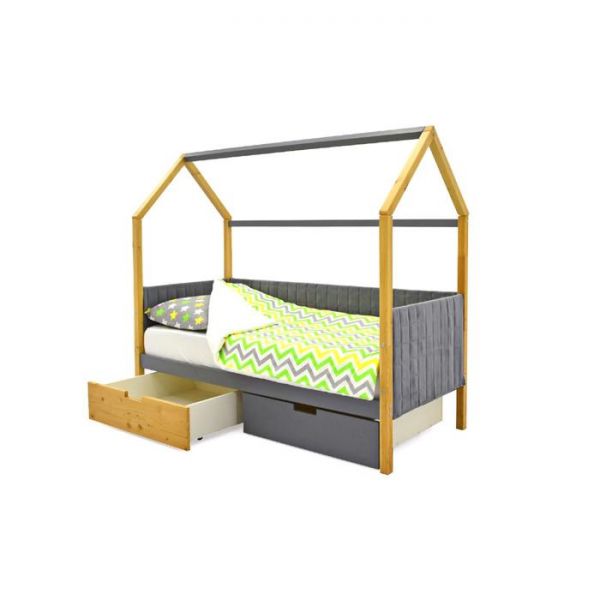 Детская кровать-домик мягкий Бельмарко  Svogen дерево-графит