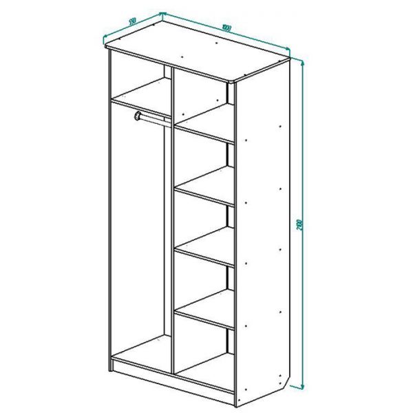 Шкаф 2-х створчатый ШРК-2 2100х1000х550 Ясень Шимо Светлый/Темный