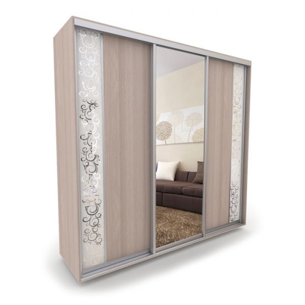 Шкаф-купе «Акцент-Вера», 1500 ? 600 ? 2310 мм, зеркало «спирали М», ясень шимо светлый