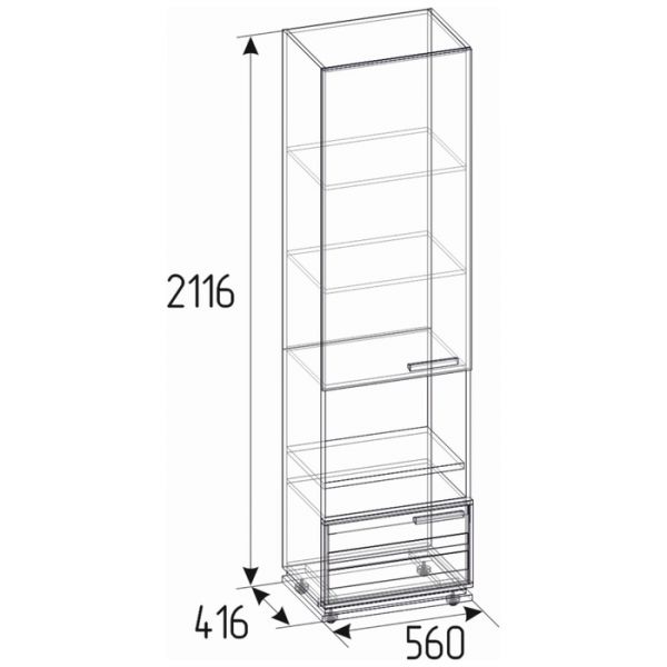Шкаф Nature 1, 560 ? 416 ? 2116 мм, цвет гаскон пайн / чёрный