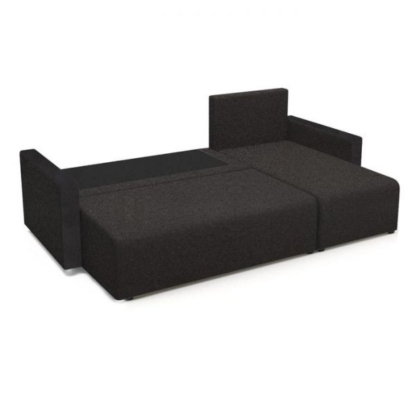 Угловой диван «Алиса 3», еврокнижка, бельевой ящик, рогожка, bahama ash/теоs dark brown