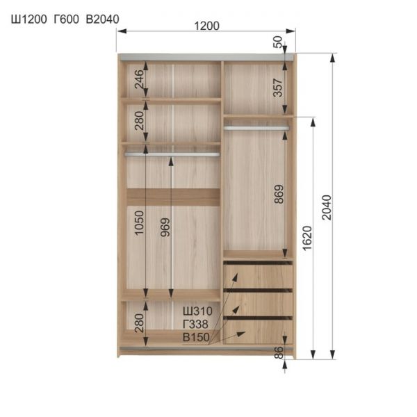 Шкаф-купе «Кот № 27», 1200 ? 600 ? 2040 мм, цвет туя светлая