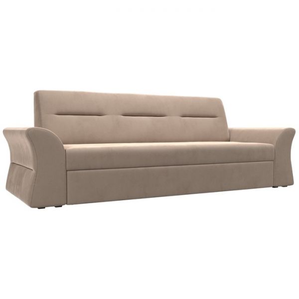 Прямой диван «Клайд», механизм дельфин, велюр, цвет бежевый