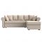 Угловой диван «Рейн», механизм еврокнижка, угол правый, рогожка, бежевый / кант коричневый