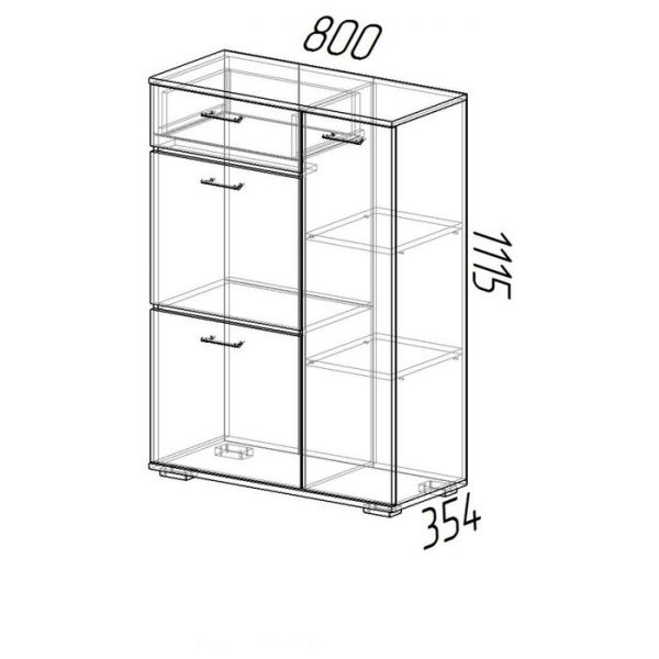 Тумба Ника высокая, Ясень шимо светлый/Ясень шимо темный