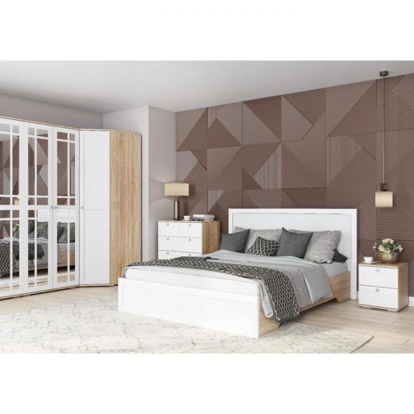 Шкаф ПН-18 ДВП/ДВП РИВЬЕРА 800х420х2100 фасады ПВХ Белый/корпус Дуб Сонома