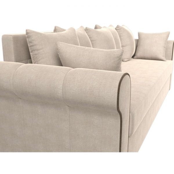 Прямой диван «Рейн», механизм еврокнижка, рогожка, цвет бежевый / кант коричневый