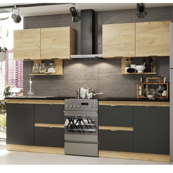 Кухонный гарнитур Диана 5 2000 ЛДСП, Дуб золотистый/Антрацит