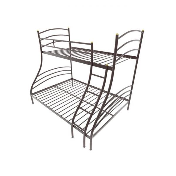 Двухъярусная кровать «Глория», 120 ? 190 см, металл, лестница справа, цвет коричневый