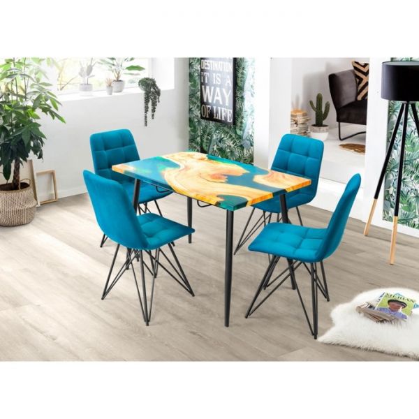 Обеденный стол «Конус 2», 1100(1500) ? 700 ? 750 мм, опора чёрная, цвет река