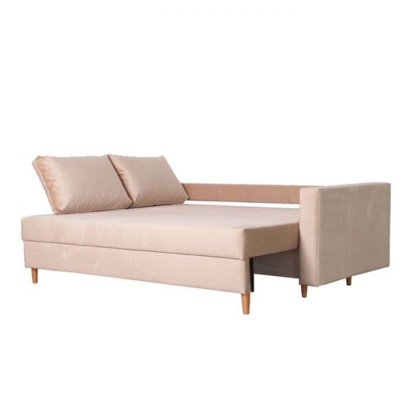 Прямой диван «Ванкувер», механизм еврокнижка, велюр, цвет бежевый