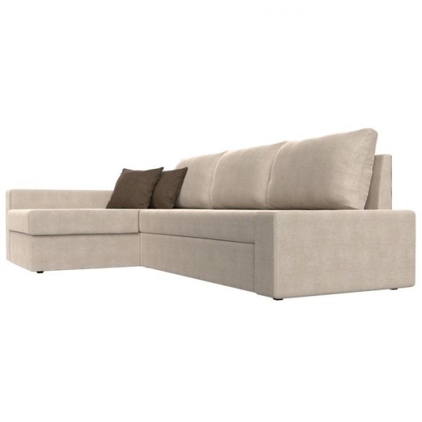 Угловой диван «Версаль», механизм дельфин, рогожка, правый угол, цвет бежевый
