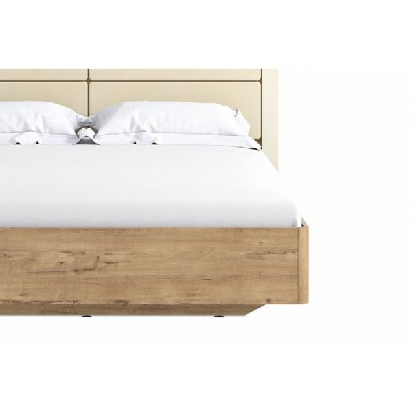 Кровать Livorno НМ 040.52-01 Х, 1800х2000, к/з Бум милк, 10 25 Софт Панакота, Дуб Бунратти