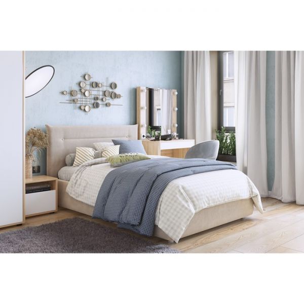 Кровать Альба с орт. основанием 1200х2000 капучино (велюр)