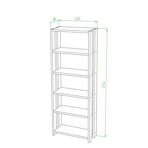 Стеллаж, 650 ? 300 ? 1800 мм, цвет белый