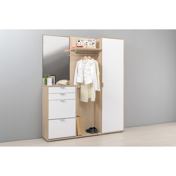 Шкаф Нэкст 13.157, 582х353х2100, Дуб Эндгрейн/Белый глянец