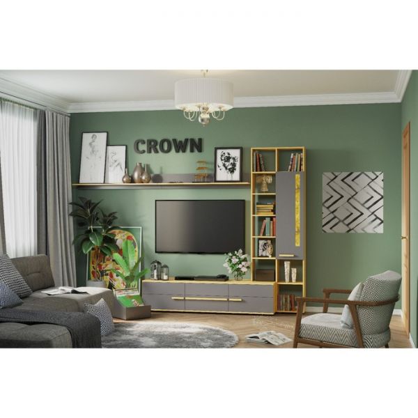 Шкаф Crown 2, 676 ? 279 ? 2113 мм, цвет дуб золотистый / графит