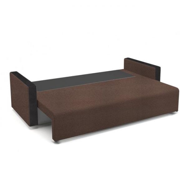 Диван «Алиса 4», еврокнижка, бельевой ящик, ткань рогожка, цвет bahama ash/теоs dark brown