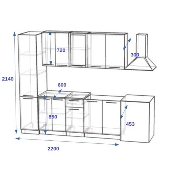 Кухонный гарнитур 2200 9Р  РоялВуд, Голубой прованс 2