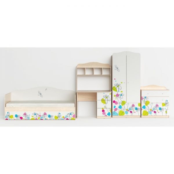 Шкаф 2-х дверный с ящиками Flowers, 800х450х1890, Белый