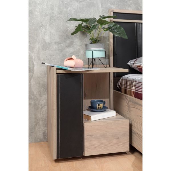 Тумба прикроватная Nature 42, 450 ? 357 ? 527 мм, цвет гаскон пайн / чёрный