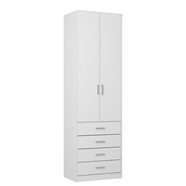 Шкаф 2-х ств Орион с ящиками 700*2300*450, Белый/Белый