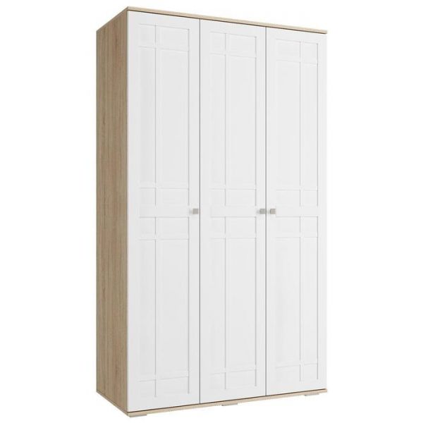 Шкаф ШР-3 ДВП/ДВП РИВЬЕРА 1200х570х2100 фасады ПВХ Белый/корпус Дуб Сонома