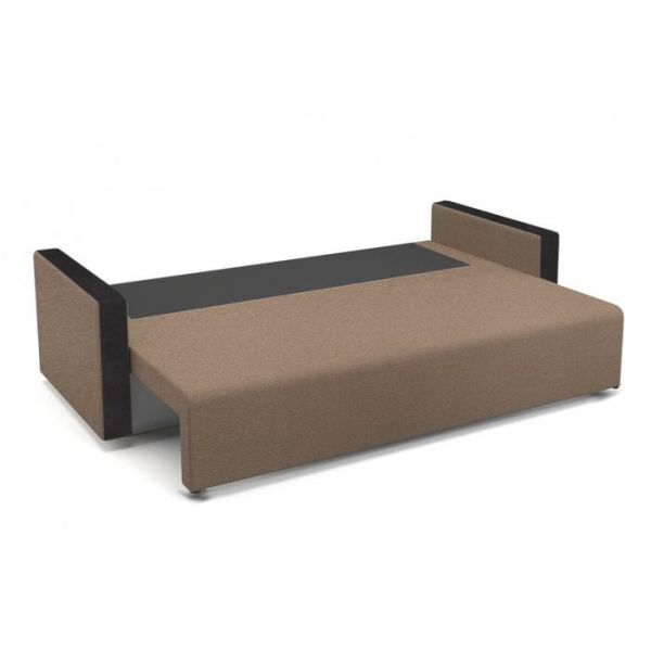 Диван «Алиса 4», еврокнижка, бельевой ящик, ткань рогожка, цвет bahama ash/теоs dark brown