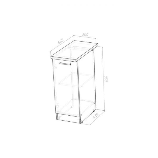 Шкаф напольный Сабрина 300х600 850 с 1 дверцей  венге/дуб сонома/дуглас темный