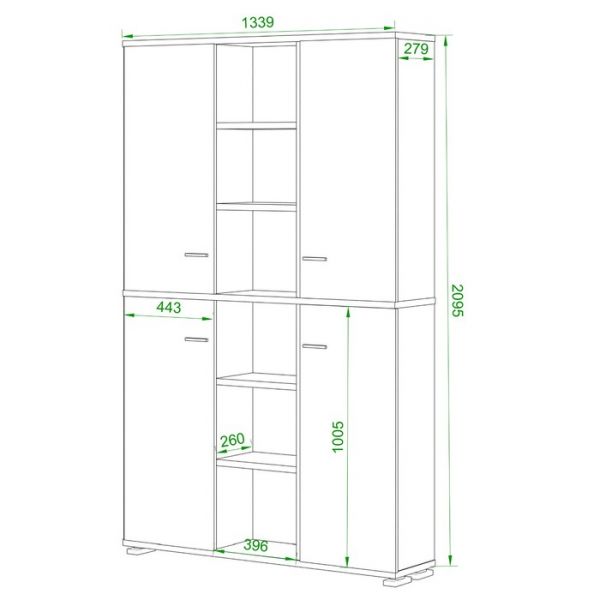 Стеллаж, 1340 ? 300 ? 2130 мм, цвет карамель