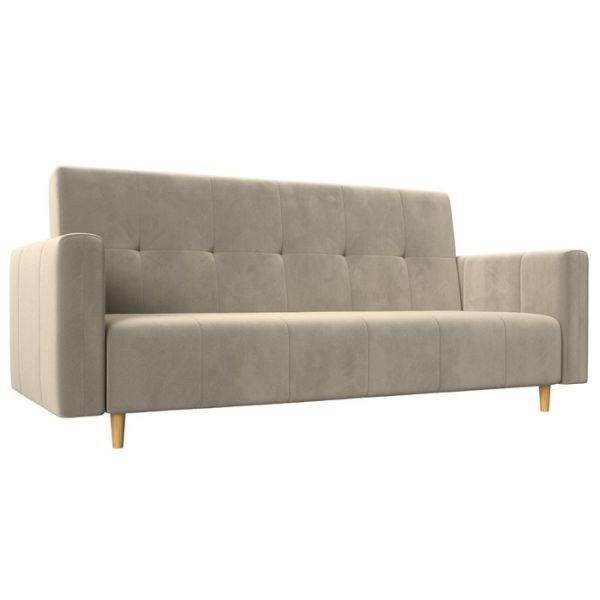 Прямой диван-книжка «Вест», механизм книжка, микровельвет, цвет бежевый