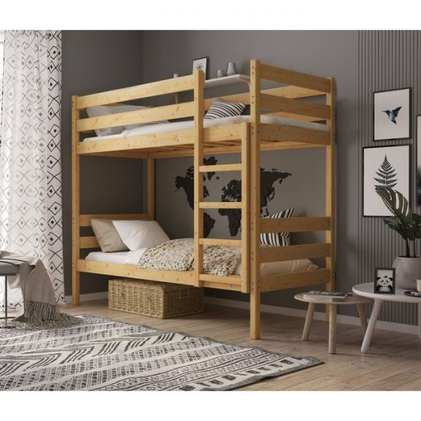 Двухъярусная кровать «К2», 80 ? 200 см, массив сосны, без покрытия