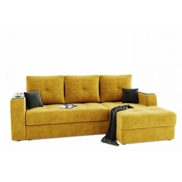 Угловой диван «Сенатор», механизм пантограф, ППУ, угол правый, велюр, селфи 01 / селфи 03