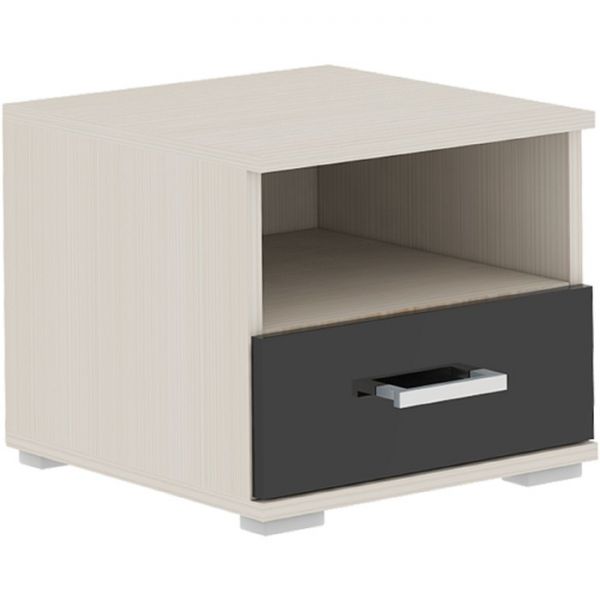 Тумба прикроватная Сити-67 354х404х414 Сосна карелия /Черный Глянец