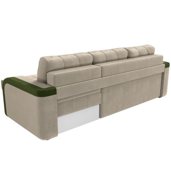 Угловой диван «Марсель», механизм еврокнижка, микровельвет, цвет бежевый / зелёный