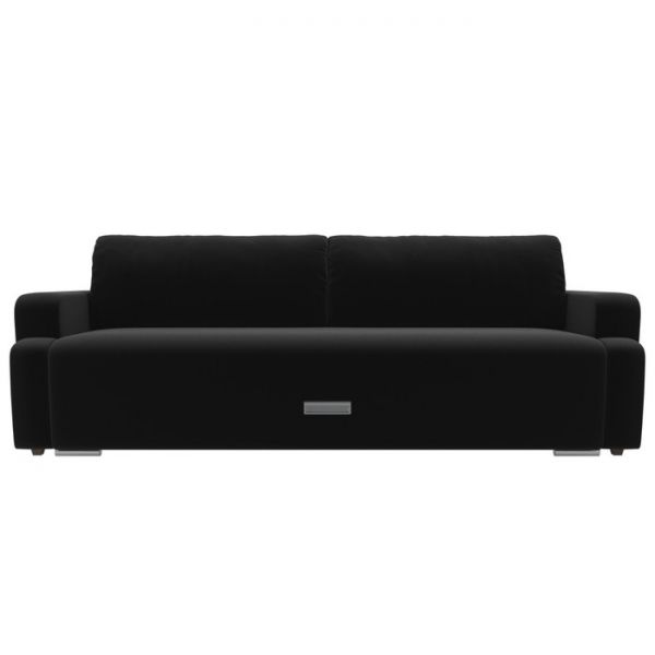 Прямой диван «Ника», механизм еврокнижка, микровельвет, цвет чёрный