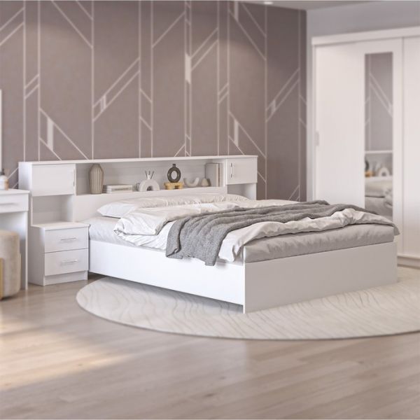 Спальный гарнитур Бася (Комплект 7 предметов) белый