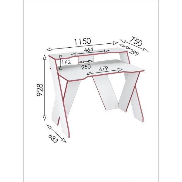 Стол компьютерный «Геймер 2», 1150 ? 750 ? 928 мм, цвет белый / красный