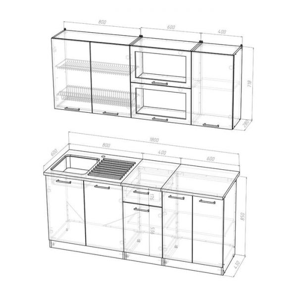 Кухонный гарнитур Алина макси, 1800 мм