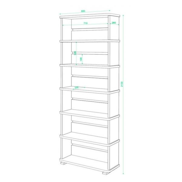 Стеллаж, 800 ? 330 ? 2130 мм, цвет карамель