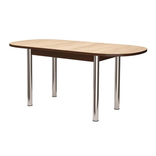 Стол раздвижной овальный, 1180(1480)х690 мм, берилл, опоры Брифинг, хром