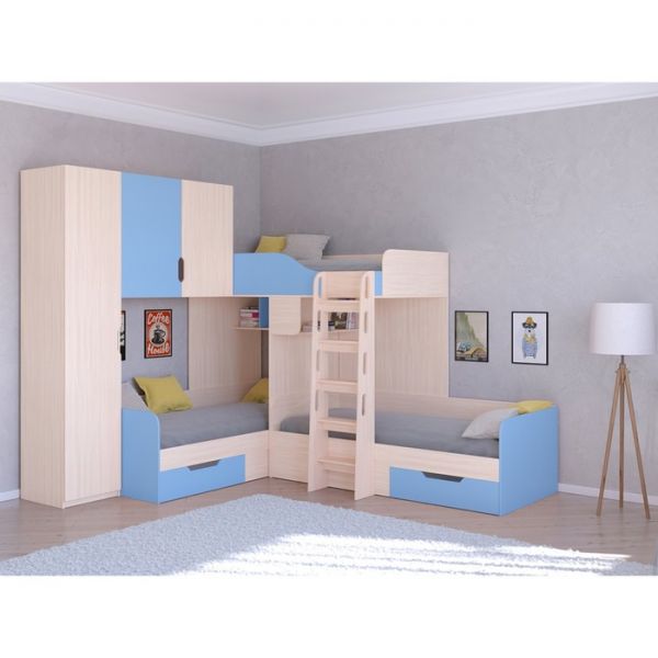 Детский комплекс «Трио 1», цвет дуб молочный / голубой