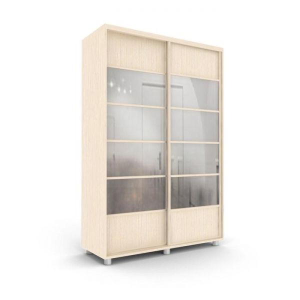 Шкаф-купе Стильный зелкало+ЛДСП Венге светлый/Белый 1400х600х2300