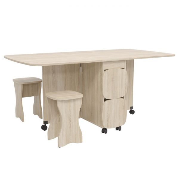 Стол книжка с табуретами 360/1670х900х740 Дуб сонома