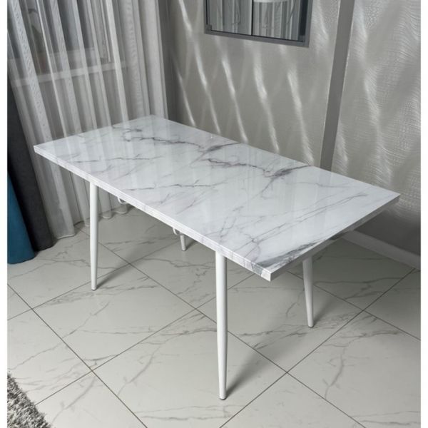 Обеденный стол «Конус 2», 1100(1500) ? 700 ? 750 мм, оптивайт, цвет белый мрамор