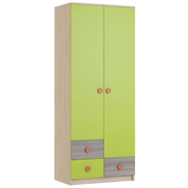 Шкаф для платья «Пуговка», 804 ? 486 ? 2016 мм, цвет дуб сонома / вяз либерти тёмный /лайм