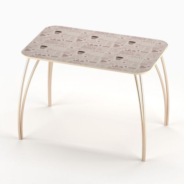 Обеденный стол Stalker, 1030 ? 640 ? 750 мм, ножки бежевые F1, фотопечать любовь и кофе