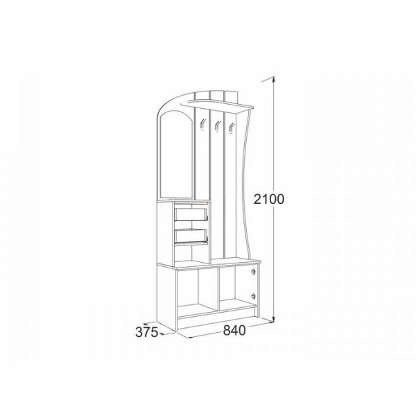 Прихожая «Саша 20», 840 ? 375 ? 2100 мм, ЛДСП, зеркало, ясень анкор тёмный / анкор светлый