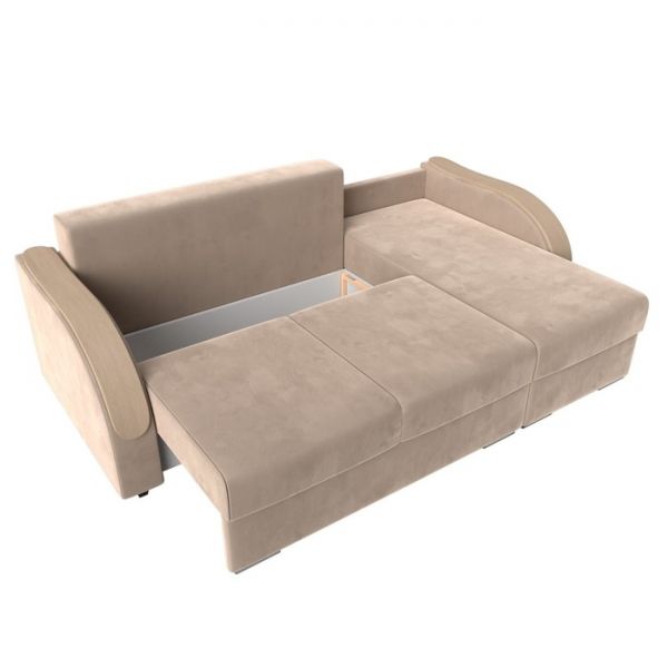 Угловой диван «Дарси», механизм еврокнижка, велюр, цвет бежевый